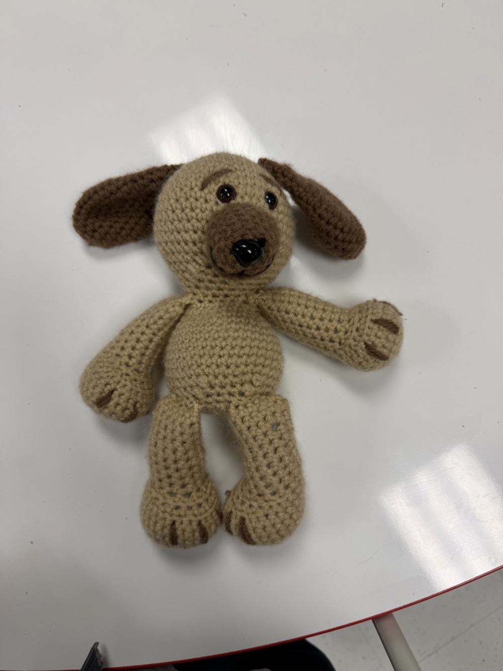 Handmade Beige & Brown Crochet Dog Plush Toy
